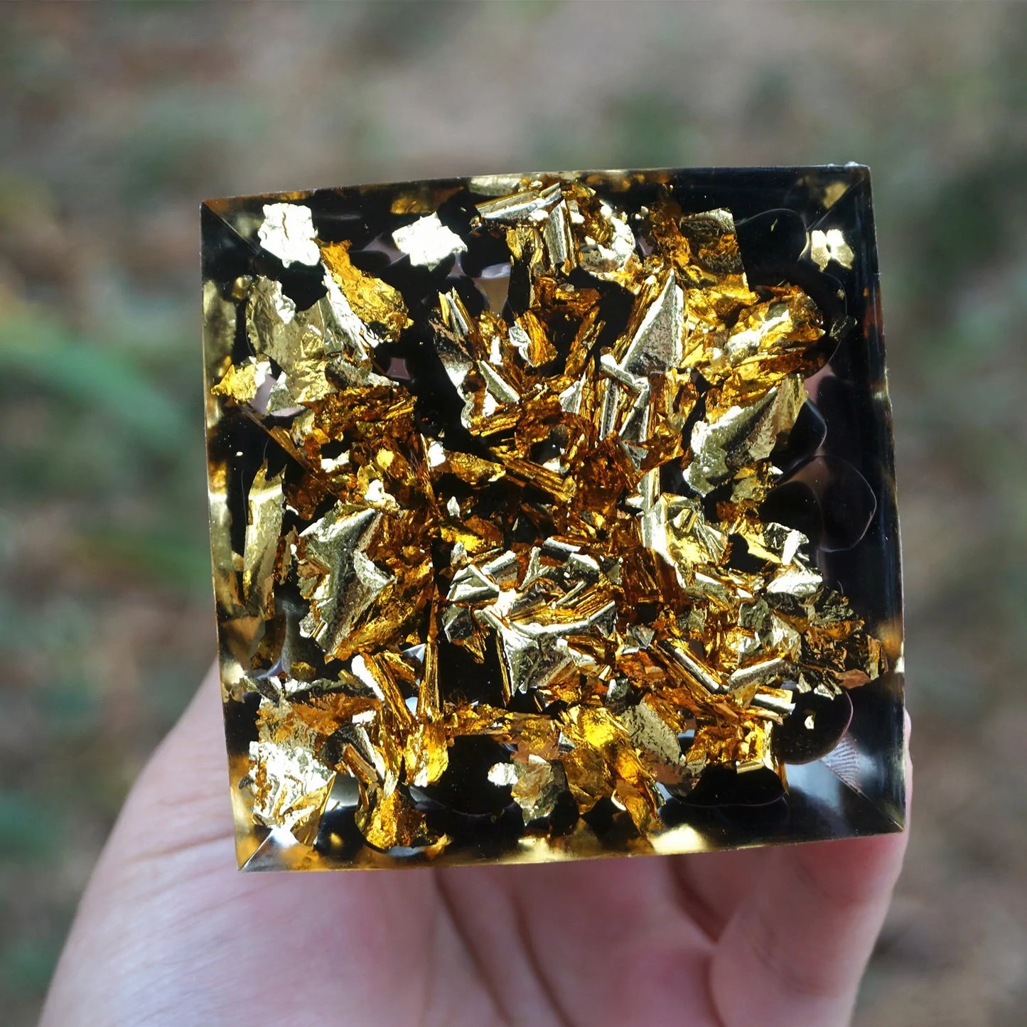 Tiger Eye Crystal Sphere & Obsidian Quartz Orgone Pyramid: Reiki Energy Healing Tool