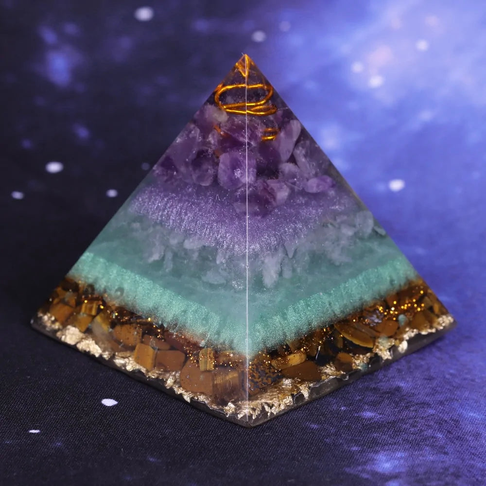 Handmade Gold Wire Orgone Pyramid Crystal Energy Generator